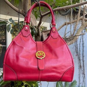 Michael Kors Red Leather Shoulder Bag